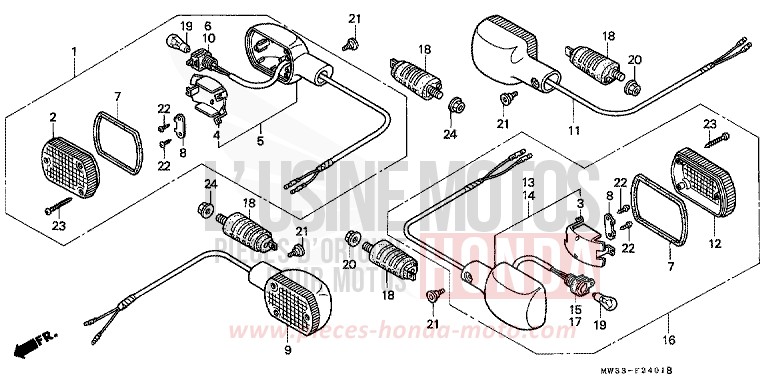 WINKER (CB750F2) for CB Seven Fifty BLACK (NH1) from 1994